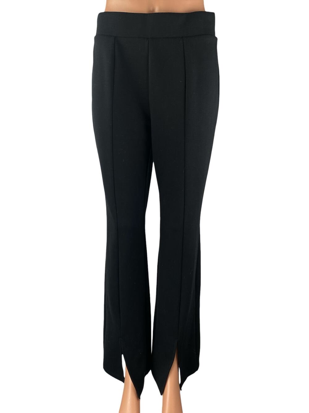 Who What Wear Womens Black Split Hem High Rise Flare Bootcut Trousers Pants Sz M